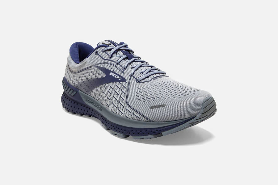 Brooks Adrenaline GTS 21 Men\'s Road Running Shoes Grey/Tradewinds/Deep Cobalt